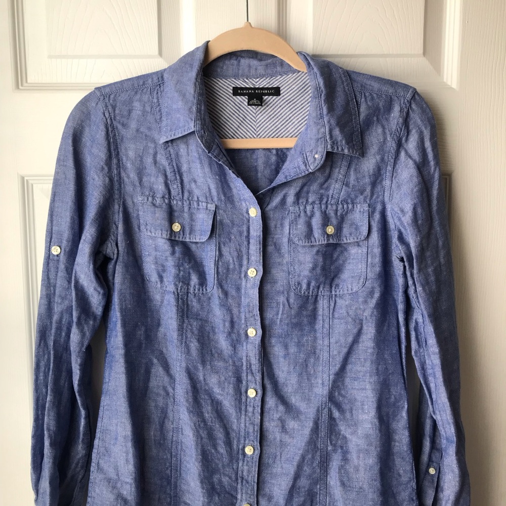 Banana Republic Linen Button Up Blouse